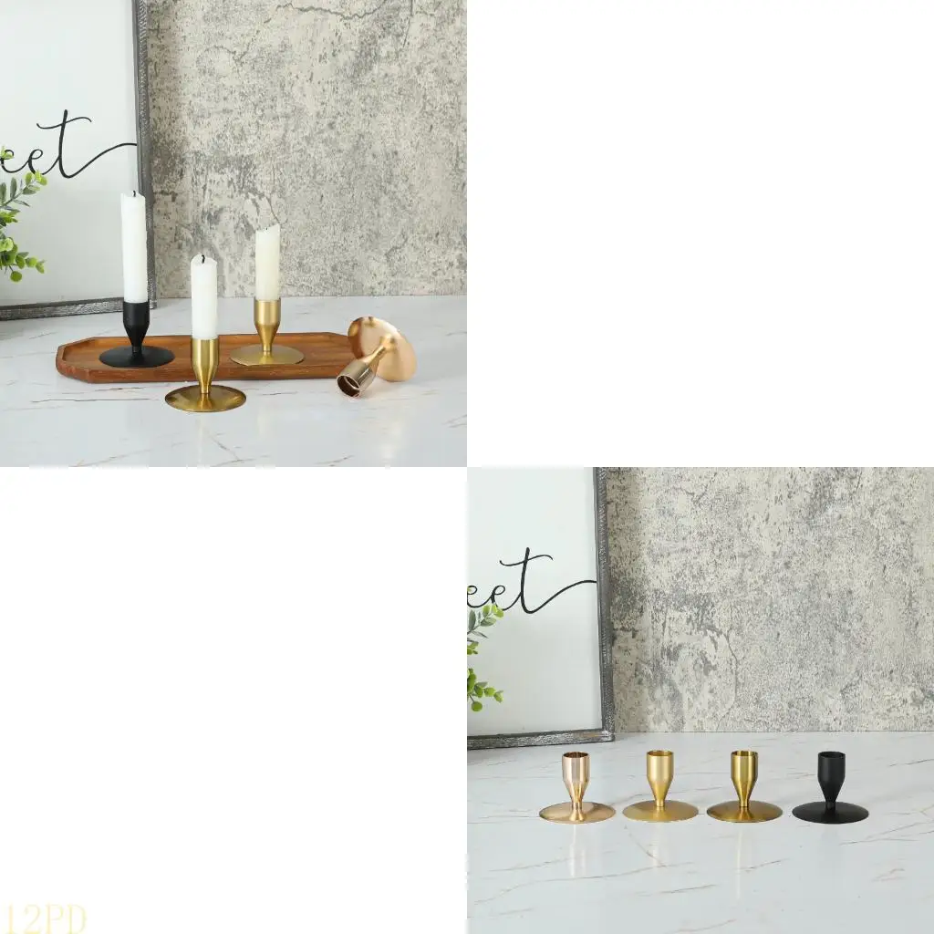12PD Metal Iron Taper Holders Retro Candlestick Holders for Dinner Room Table Centerpieces Party Wedding Home Decors