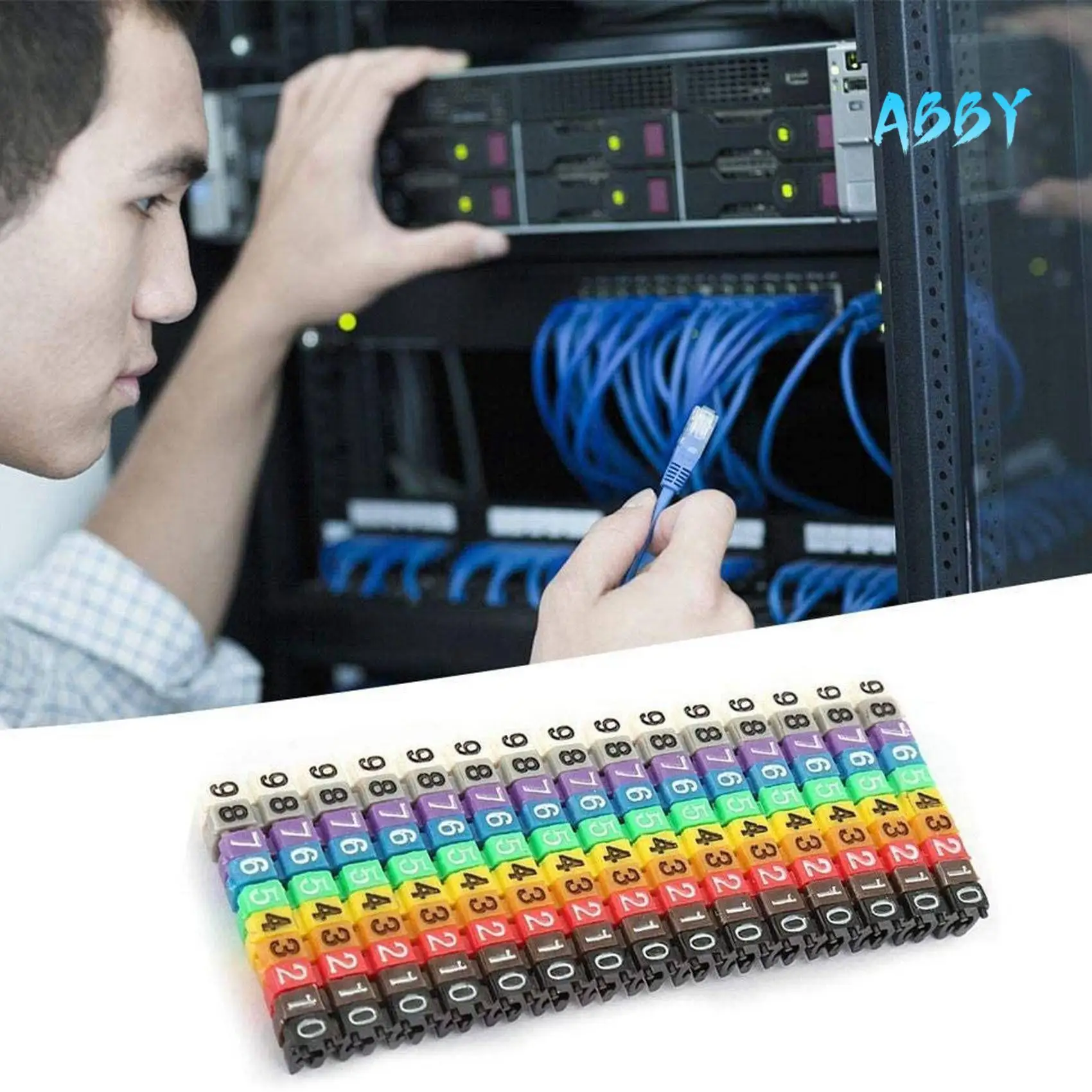 

ABBY-Clip-On String Cable Marker Boxed Plastic Number Number Wire Label Tube Set Color Cable Marker (150PCS KCM-1.5MM)