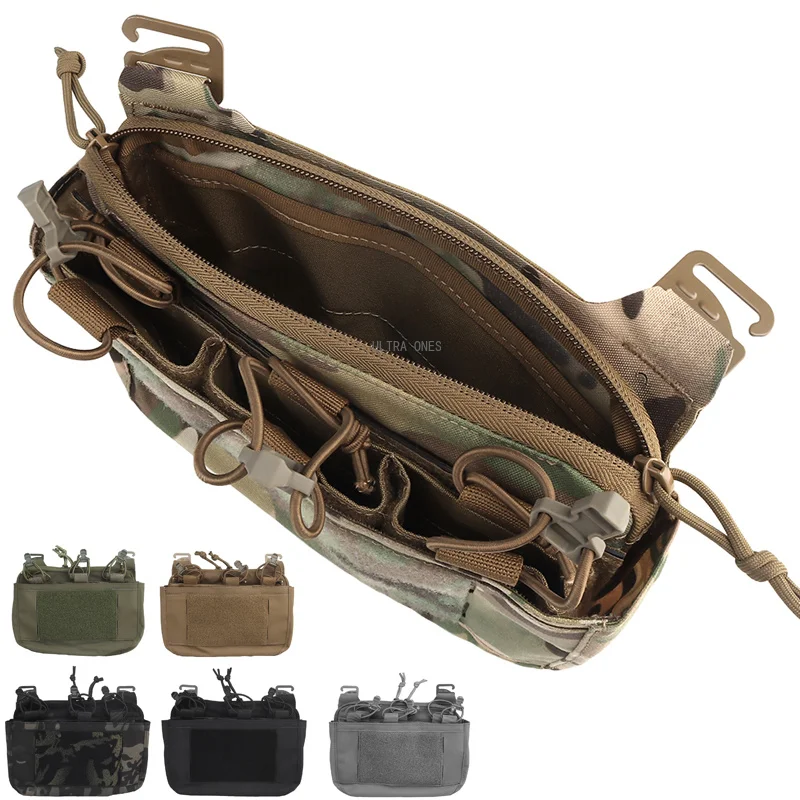 Tactical DOPE Front Flap G-hook Double Stack Abdominal Fanny Pack Triple Magazine Insert Pouch Hunting Plate Carrier Vest Bag