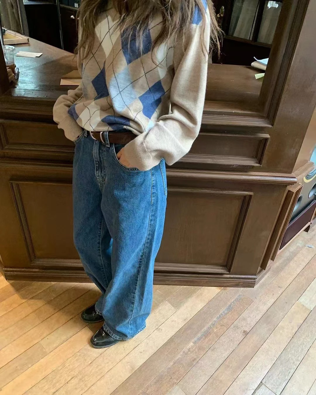 High Waist Loose Fit Straight Leg Jeans Wide Leg Long Pants Fall Season Women's Premium Denim High Waist Long Trousers