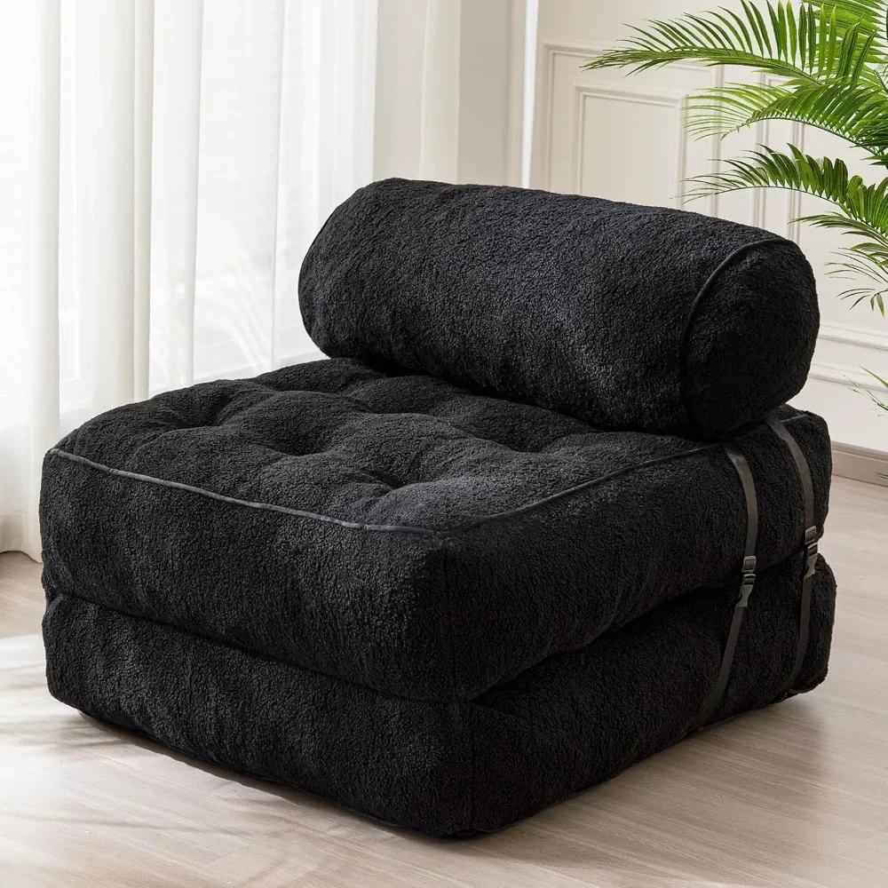 Sofá cama plegable, sillón Boucle con almohada reforzada, silla cama plegable convertible, sofá lounge de suelo