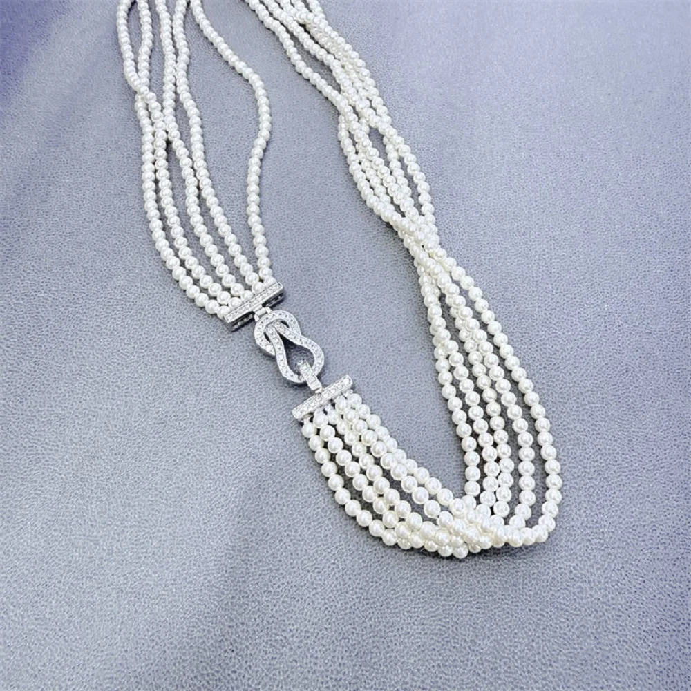 3 rows 5 rows/necklace AAAA 4-5mm natural Japanese white pearl necklace 925s/supports customized sizes