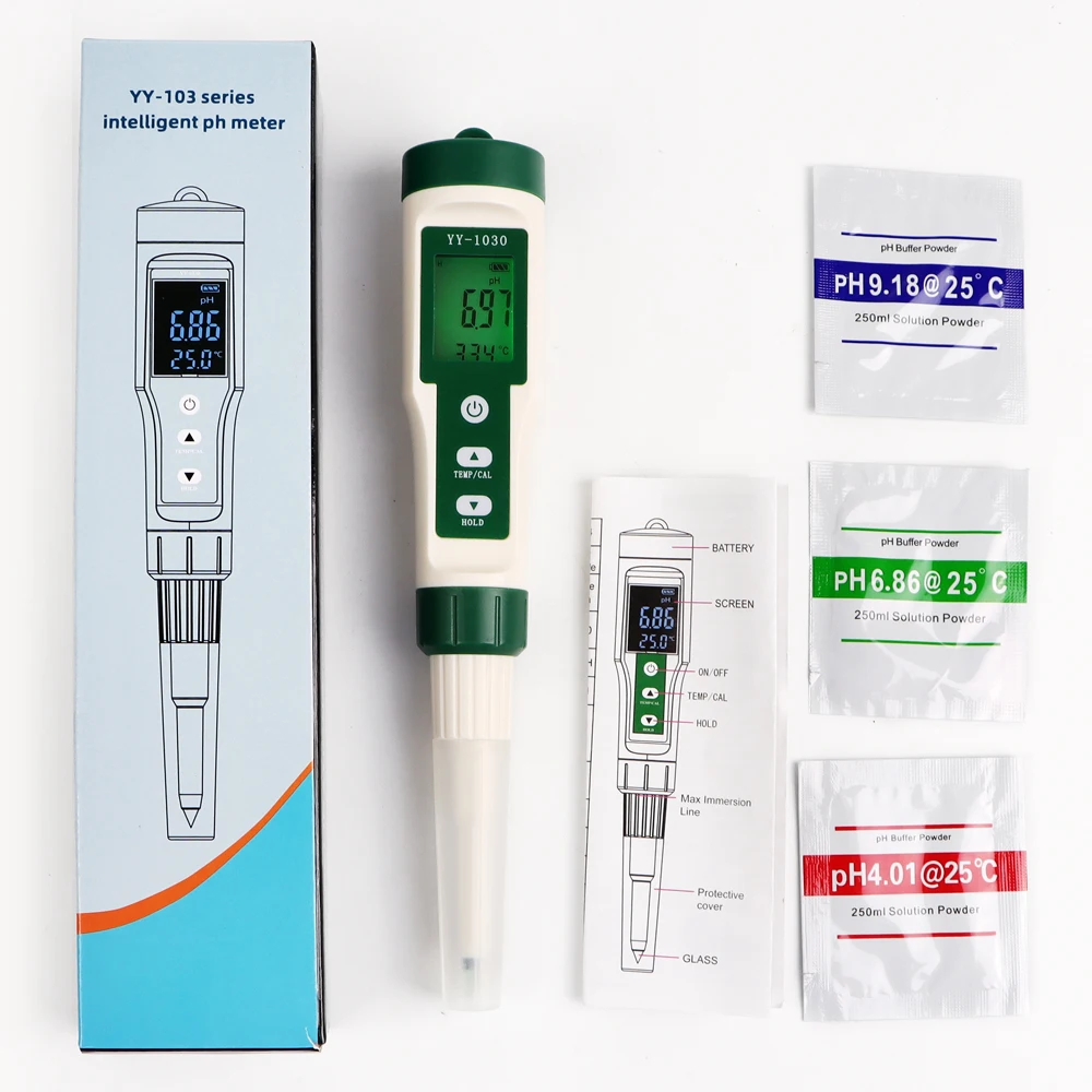 Lebensmittel-pH-Tester Teig-Alkalimeter-pH-Meter 0, 3-0, 5 für boden kosmetische Lebensmittel Käse Fleisch Obst ph cf Dual-Display – Detail 13