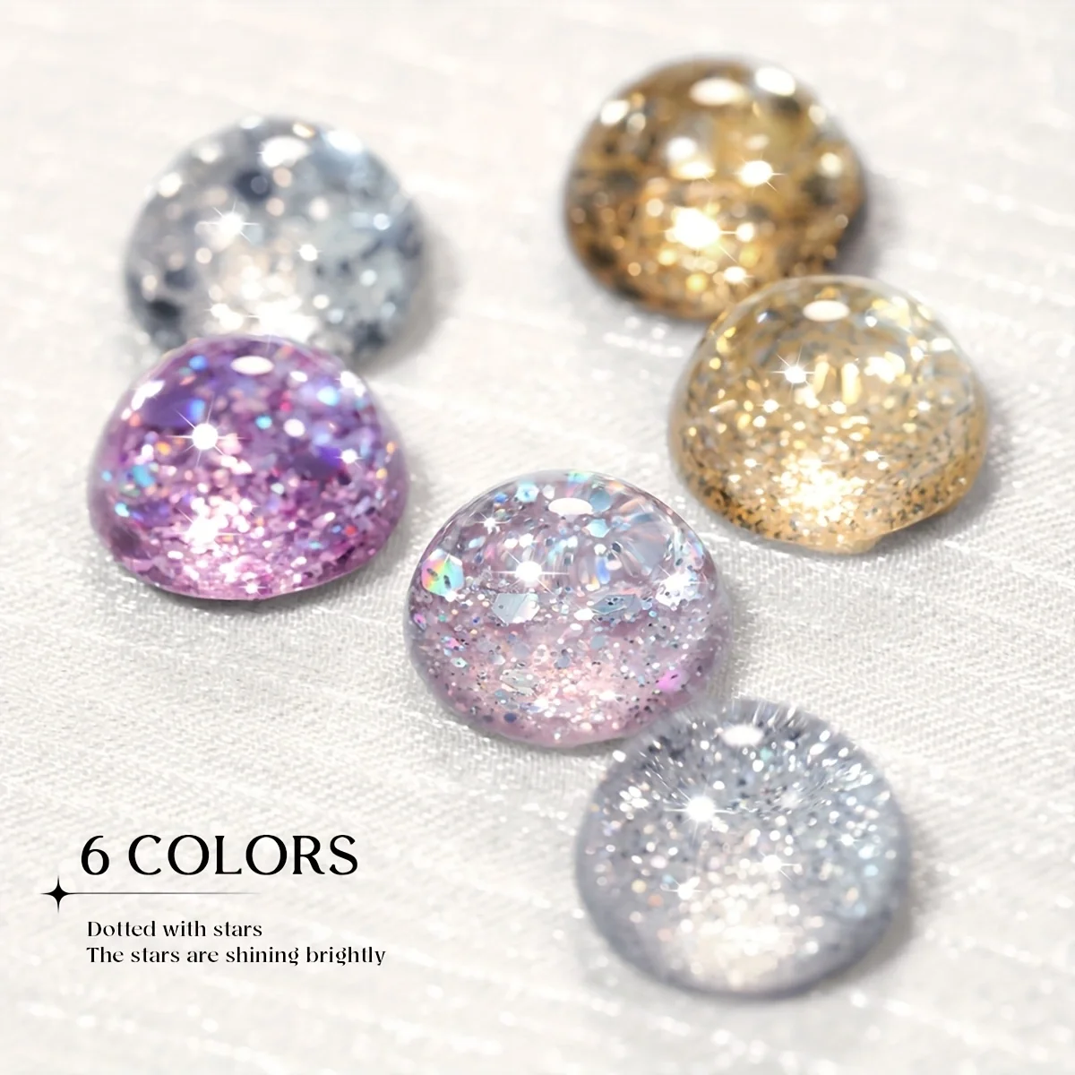 Bottiglia romana Set da 6 colori di galassia lampeggiante super luminoso lampeggiante galassia paillettes smalto gel moda salone arte paillettes lucide