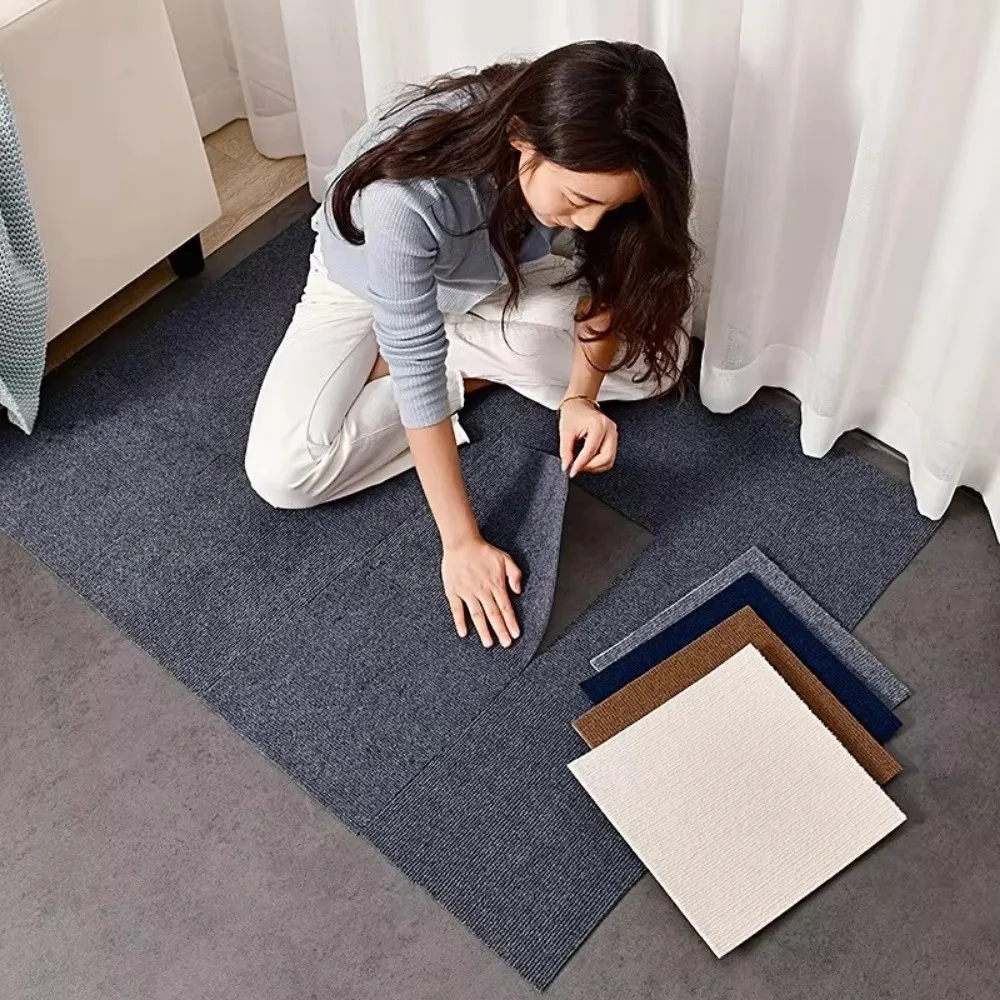 40x40cm Carpet Floor Tiles Sticker Anti Slip Soft Rug Carpet Tiles Self Adhesive Peel and Stick Flooring Mat