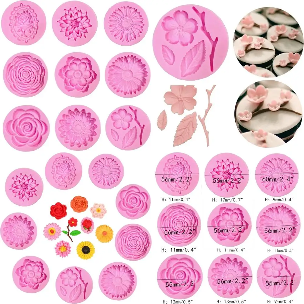 

9 pcs flowers fondant molds silicone molds for cupcake dessert chocolate jelly cookie decor, jewelry, pastry, chocolate,handmade