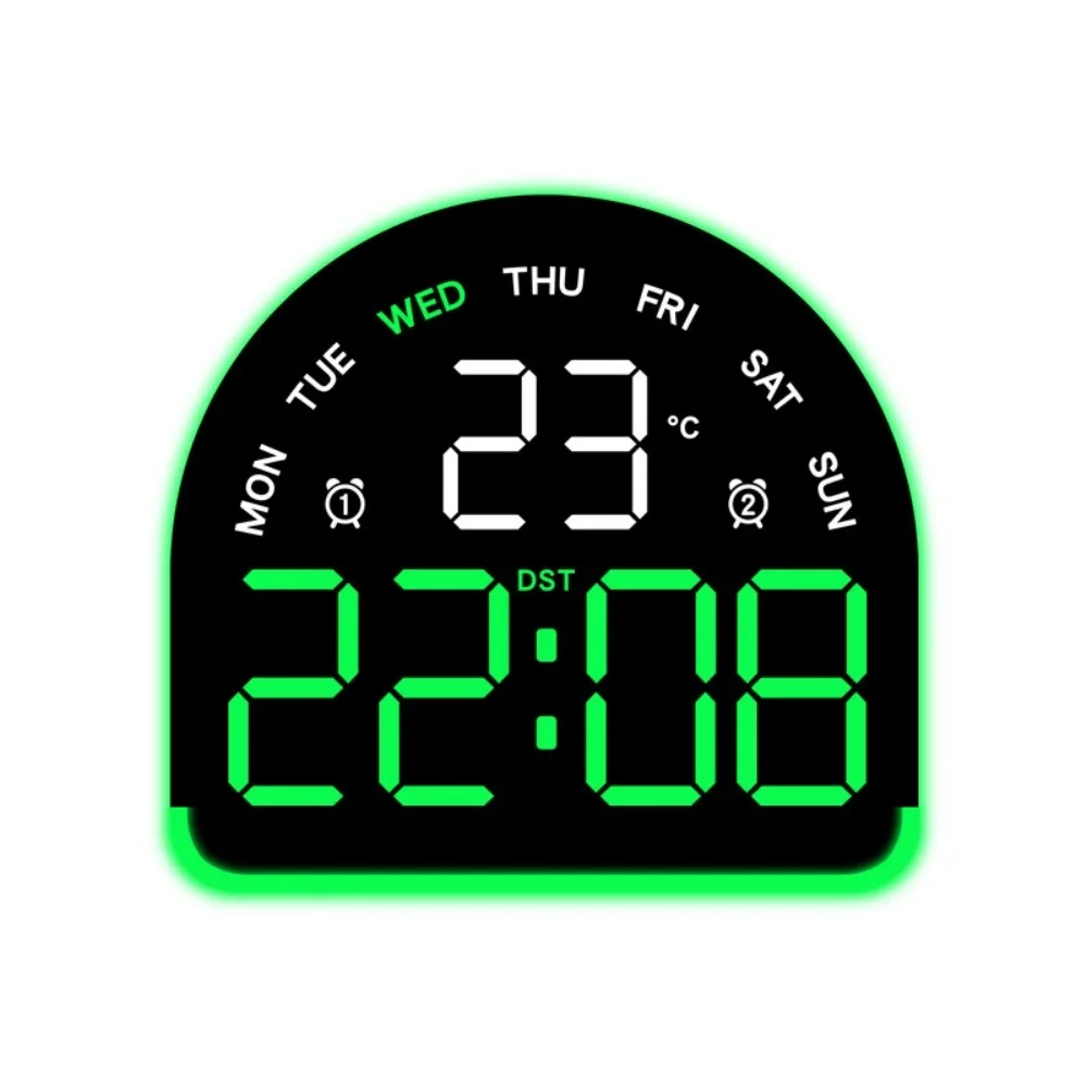 USB Powered Digital Alarm Clock with Mood Light, Display Temp Date Week, 3-Level Brightness Auto Dimmable LED Desk Clock