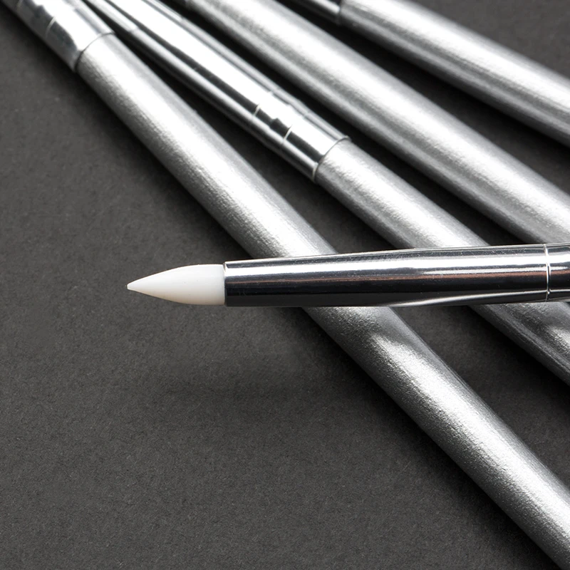 5 pièces Sculpture gaufrage creux Silicone ongles poterie SculptureTool brosse UV Gel façonnage Silicone brosses pour modélisation Nail Art bricolage