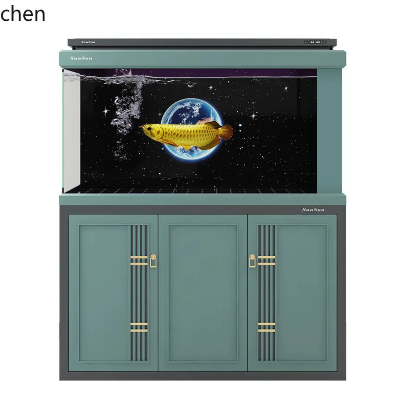 ZML fish tank large ecological ultra-white arowana tank living room floor aquarium - Image 3