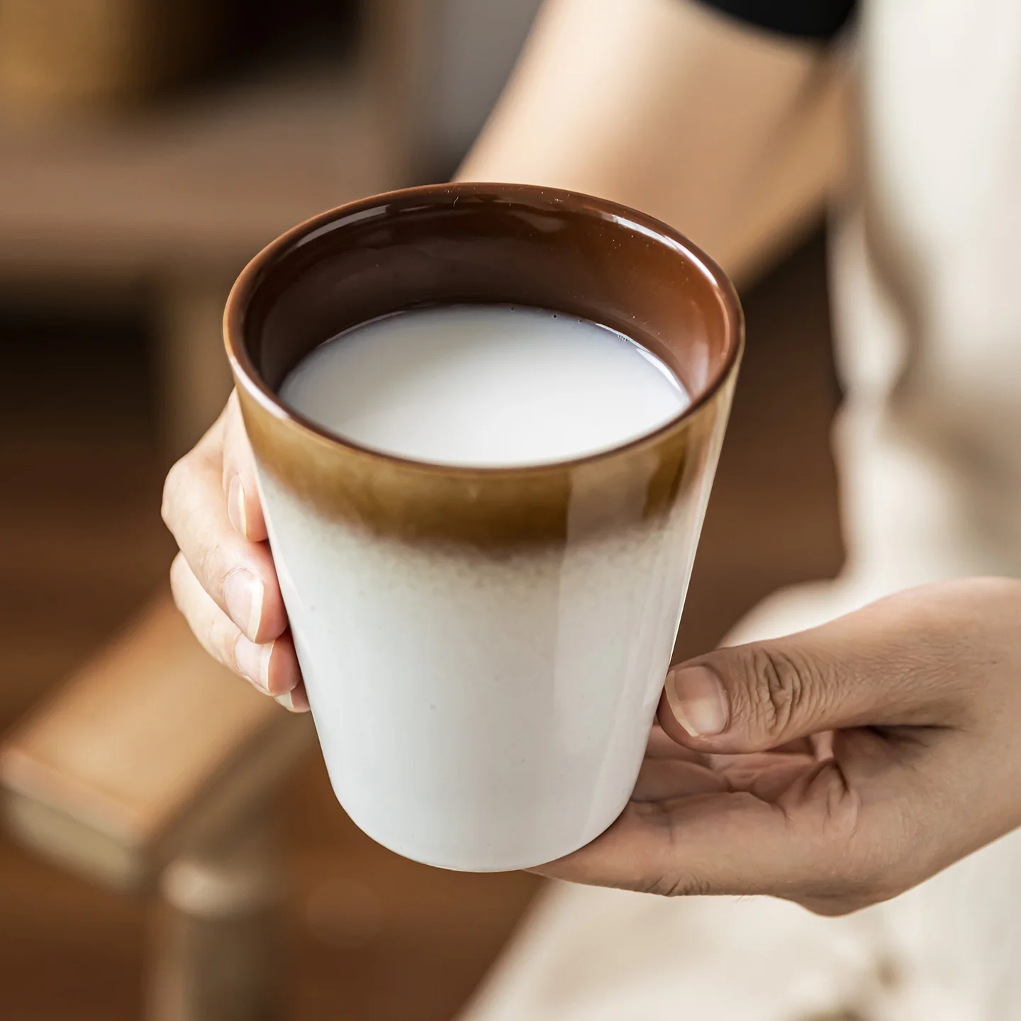 300ml New Ceramic Mug Without Handle Japanese Retro Home Drinking Cup Couple's Coffee Milk Cup Tea Mug Splicing Color Style