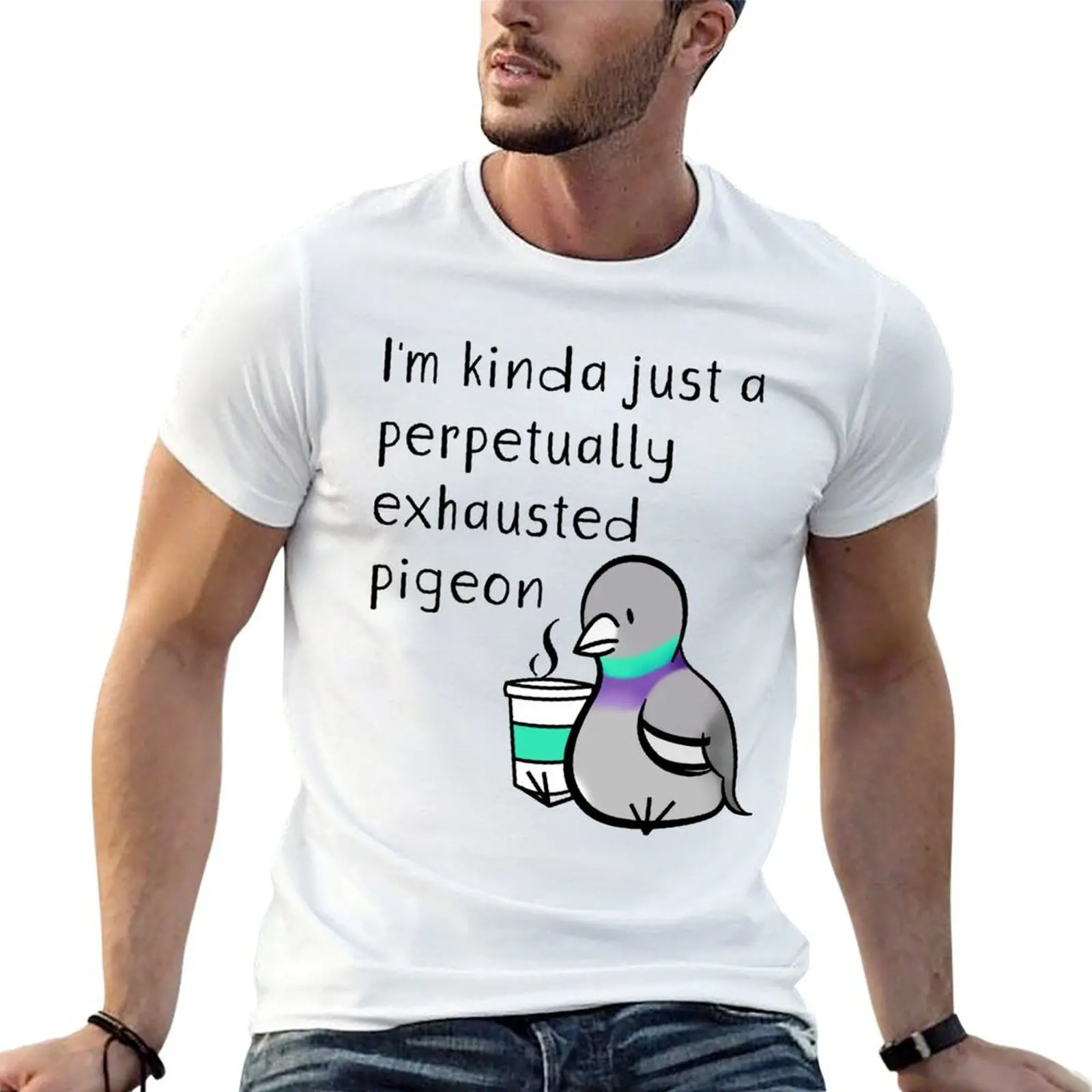 

Perpetually Exhausted Pigeon T-Shirt cotton t shirts high quality t shirts cotton 100% T-Shirt