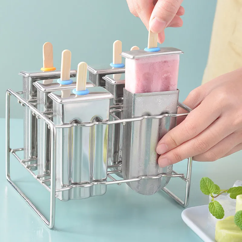 Round Flat Popsicle Mold Stainless Steel Ice Cream Fruit Sticks Making Machine Kitchen Tools With Holder Reusable Maker Dessert