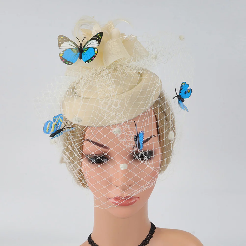 

1Pcs Butterfly Small Mini Hat Hair Clasp Net Gauze Headband Chic Wedding Party Photography Women Hair Ornament Mesh