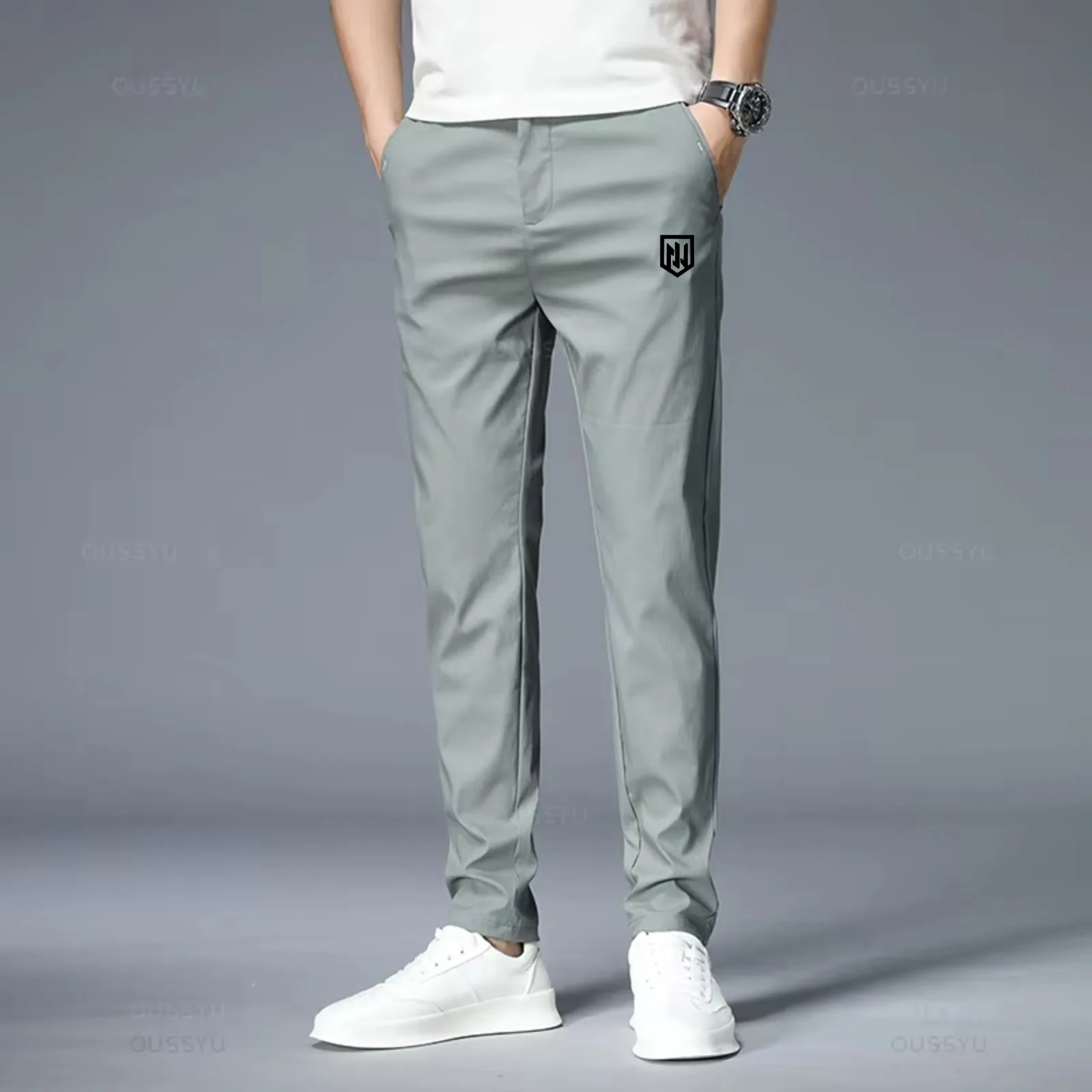 Summer Thin Casual Men Golf Pants Stretch Slim Fit Elastic Waist Business Classic Korean Trousers Male Streetwear Golf Clothing