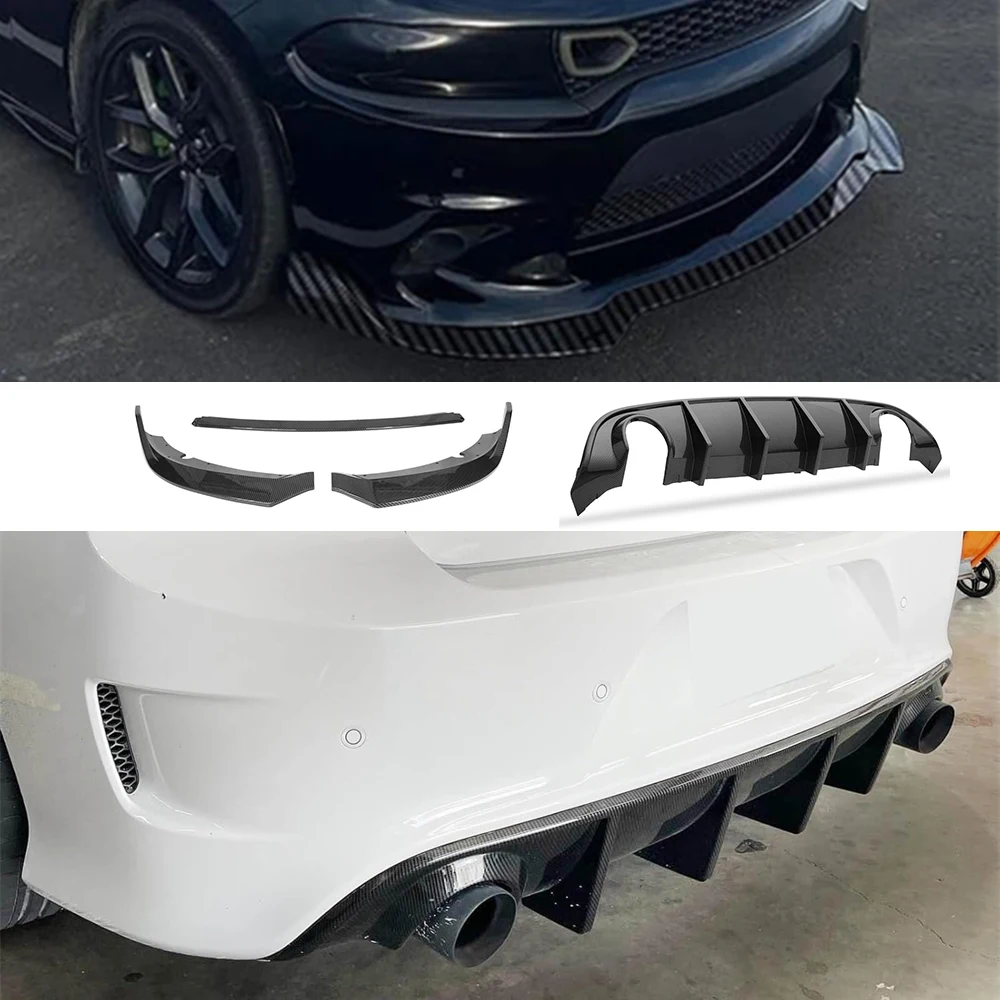 Heckdiffusor & Frontspoilerlippe für Dodge Charger SRT R/T Scat 2015-2023 Zubehör Auto Exterieur Modifikationsteile
