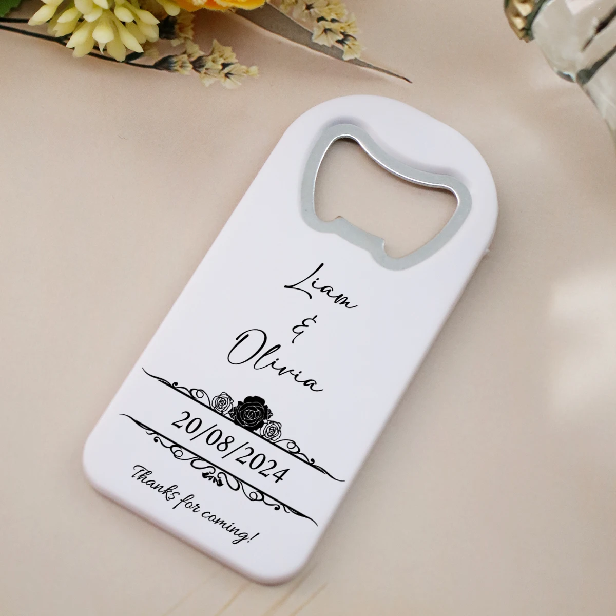 Personalisierter Bierflaschenöffner mit Paarnamen, personalisierte Hochzeitsgeschenke, Dankeschön-Geschenke, individueller Flaschenöffner, Hochzeits-Souvenir