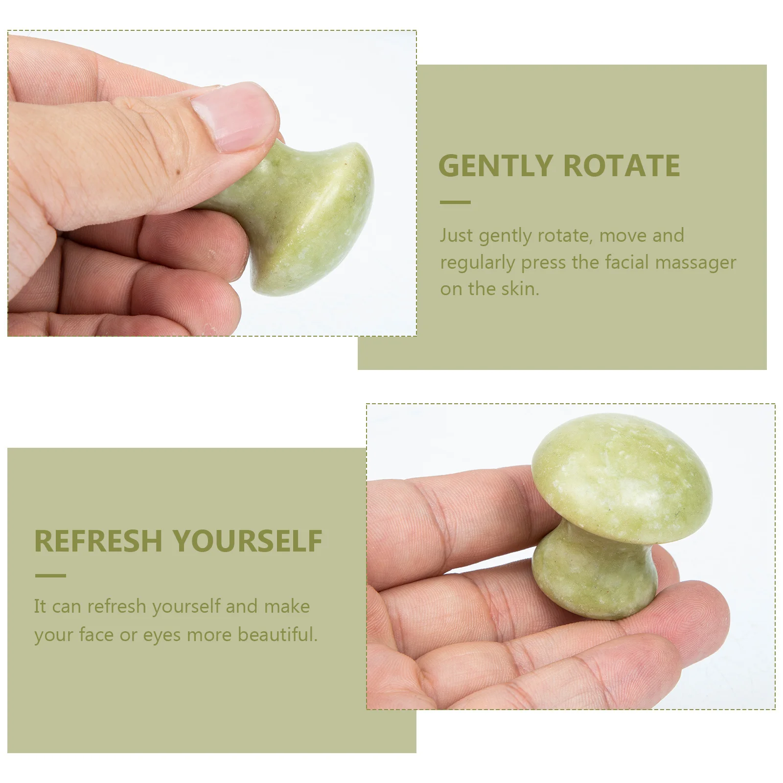 เครื่องนวดหน้ากัวซาหยก 2 ชิ้น รูปทรงเห็ด สำหรับขูดหน้า นวดหน้า นวดคอ บำรุงผิวหน้า ผ่อนคลาย