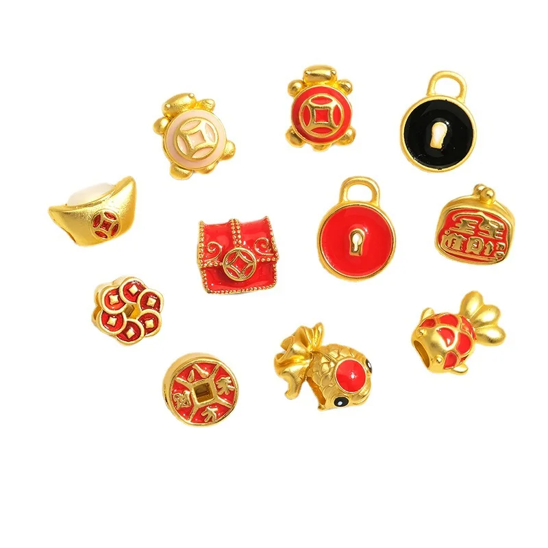 Vintage Chinese Lucky Beads Wealth Fortune FUKUBUKURO Lucky Bag Charm DIY Jewelry Making Necklace Bracelet Accessory Wholesale
