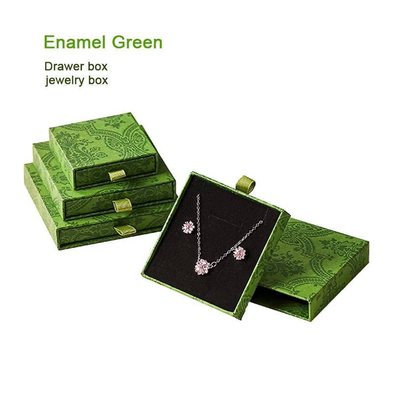 10/24pcs Luxury enamel green jewelry drawer box perfect,festive occasions,ring earring pendant bracelet brooch wholesale custome