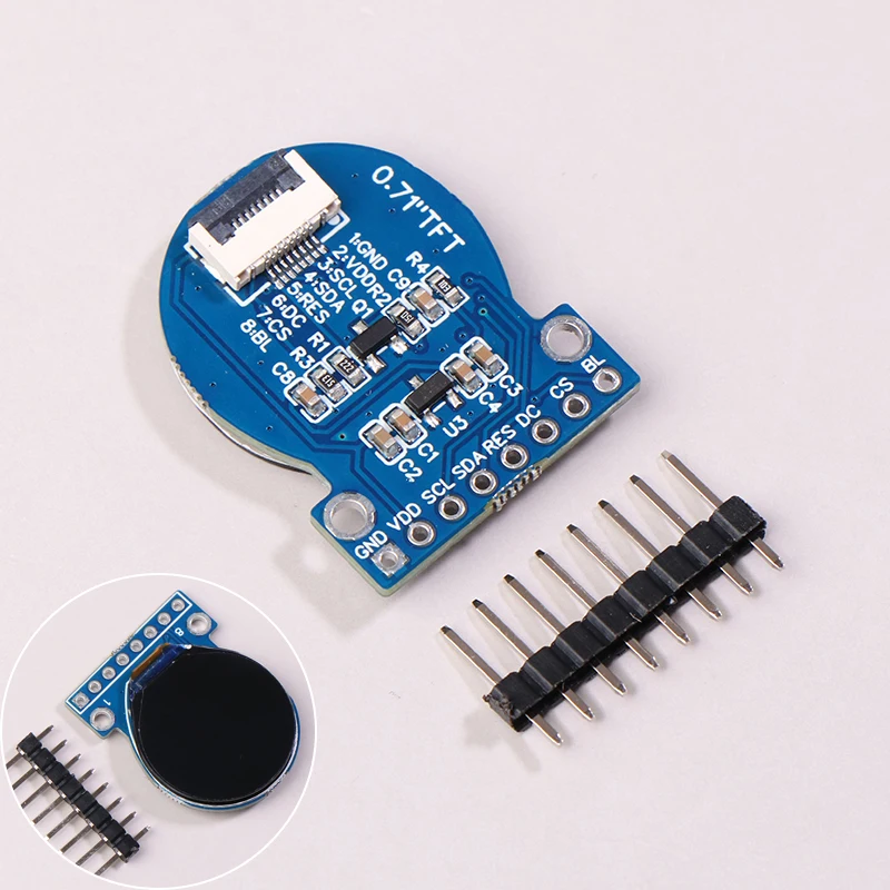

1Pc Display 0.71 Inch TFT LCD Display Module Round RGB 160*160 GC9A01 Driver 8PIN SPI Interface 160x160 PCB For Arduino