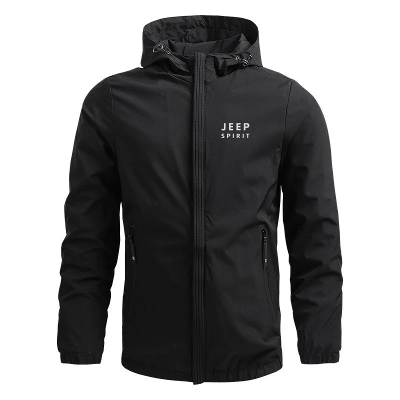 Jeep Spirit Men's Spring and Autumn Casual Jacket, Baseball Jacket, Hooded Men's Jacket, Men's Outdoor Sports Top