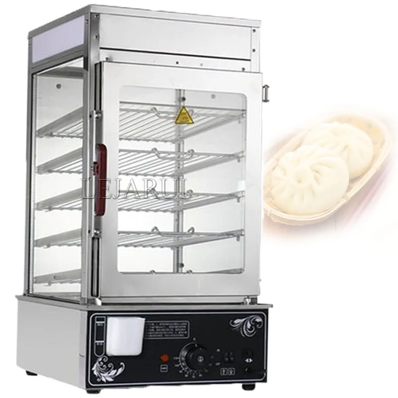 Electric Bun Steamer Commercial 5-Layer Stainless Steel Frame with Temperature Control Steamed Bread Buns Food Warmer