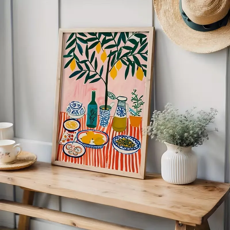 Retro-style Colored Food and Beverage Canvas Art Printing Modern Kitchen Living Room and Home Office Wall Home Decoration Prints