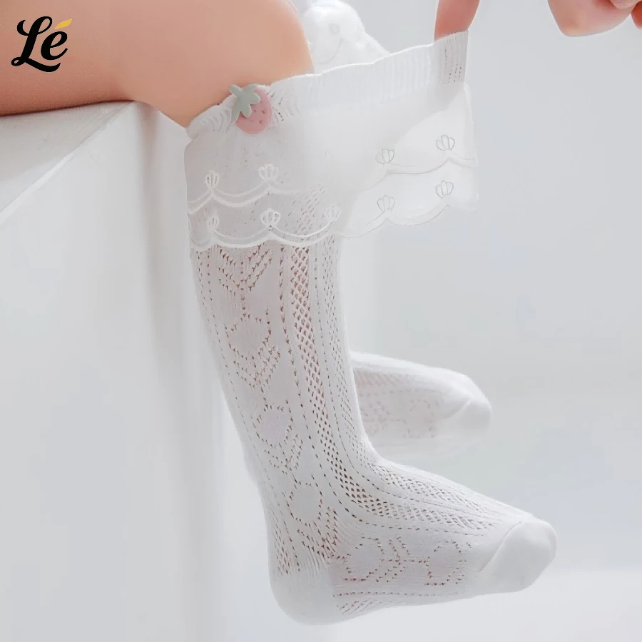 

1 Pair Women's Lace Socks with Wrinkle and Edge - Comfortable Cotton Cute Summer Breathable Socks Princess Lolita Women's Grille