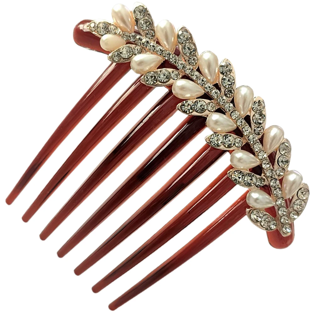 

Pearl Hairpin Bow Comb Clips Rhinestones Girls Vintage Hairstyle Decorative Side Updo Hanfu Traditional Fine Hair Accessories