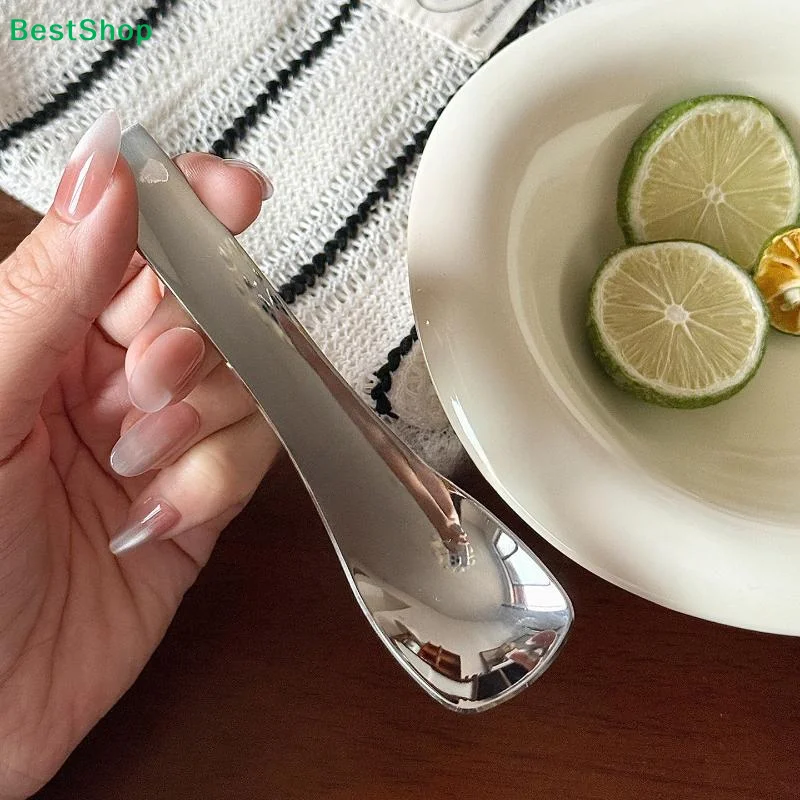 ♬2Pcs Stainless Steel Ice Cream Spoon Multi-purpose Yogurt Dessert Scraper Spoon Oat Cake Jam Mixing Scoop For Home Kitchen Use