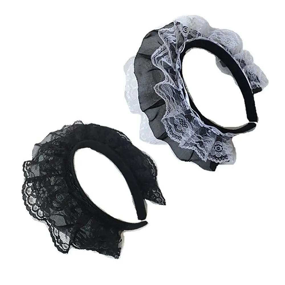 الحلو ثلاثة طبقة الدانتيل لوليتا Headbands خادمة تأثيري التصوير الدعائم تكدرت الدانتيل أغطية الرأس لوليتا الشعر هوب المرحلة #2