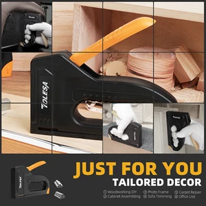 مسدس Tullesa Staple خفيف الوزن للمفروشات الخشبية ، مسدس أساسي مع 1200 قطعة من الدبابيس ، مسدس دباسة النسيج للحرف اليدوية ، زخرفة DIY أعلى 11 مبيعات مسدس مسمار الخشب - No2