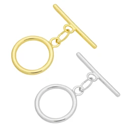 OCESRIO Copper Big Round Silver Color Toggle Clasp for Jewelry Making Genuine Gold Plated Zirconia Metal Connectors cnta043