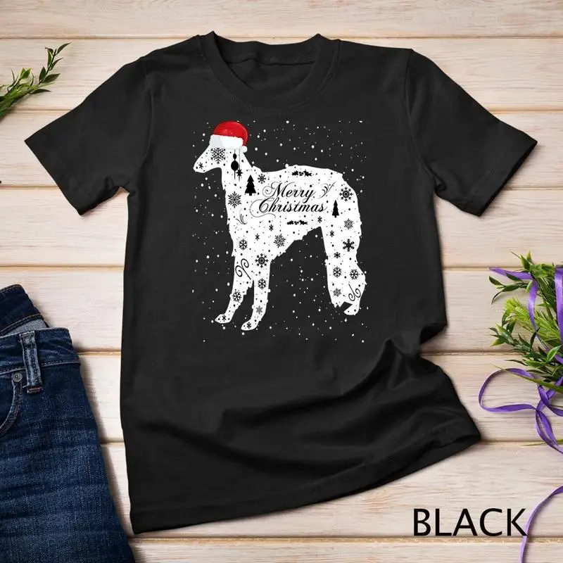 

Рождественская футболка унисекс Merry Xmas Borzoi Dog