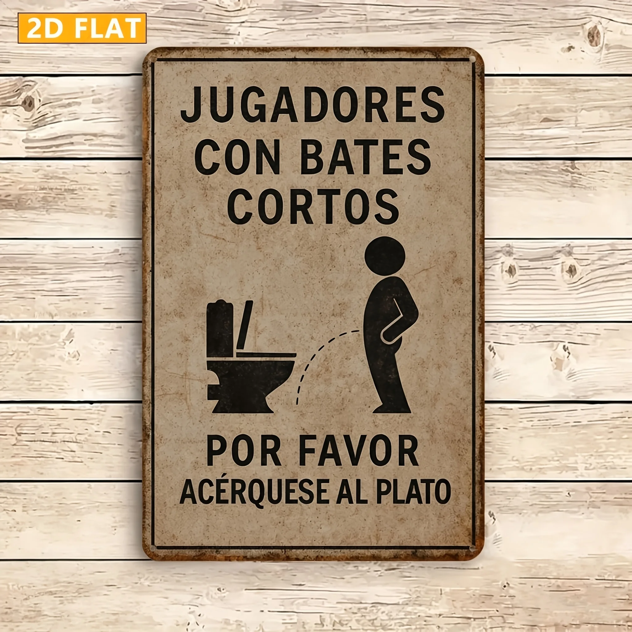2D Flat Spanish Metal Aluminum Sign | Men's Urinal Sign, Reusable, Suitable for Bathroom and Wall Decoration, Decorative Style