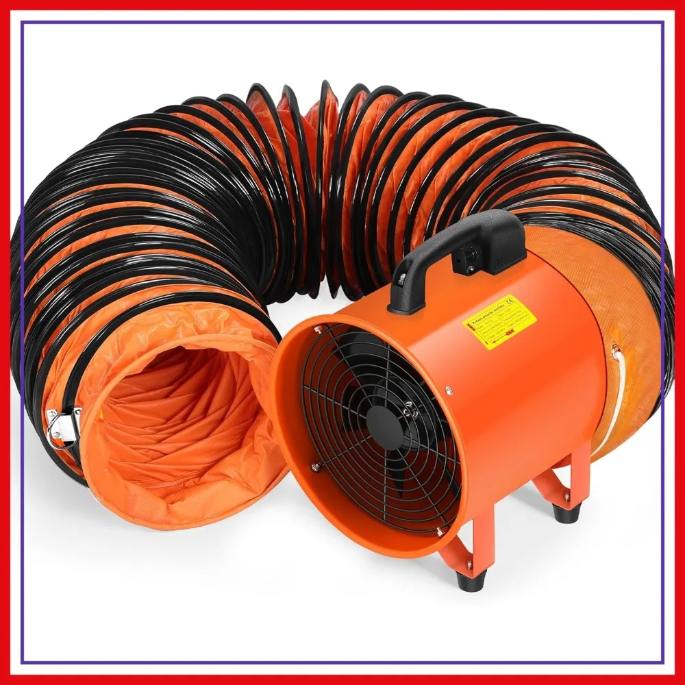 

12 Inch Utility Blower Fan with 32.8ft Duct Hose, 1900/2800rpm Two Speeds, Heavy Duty Ventilation for Extraction