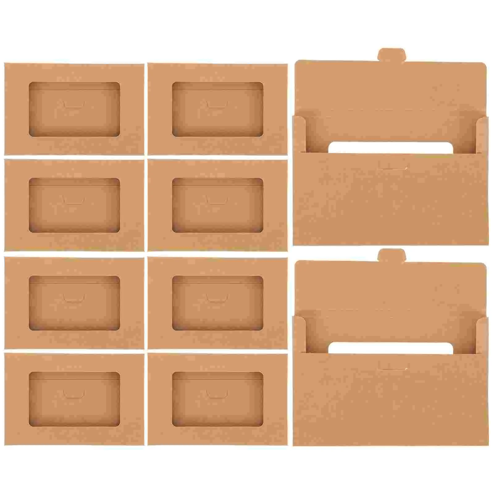 10 Pcs Window Envelope Box Postcard Container Packing Bags Boxes Postcards Case Paper Cases Kraft Wrapping Gift Storage