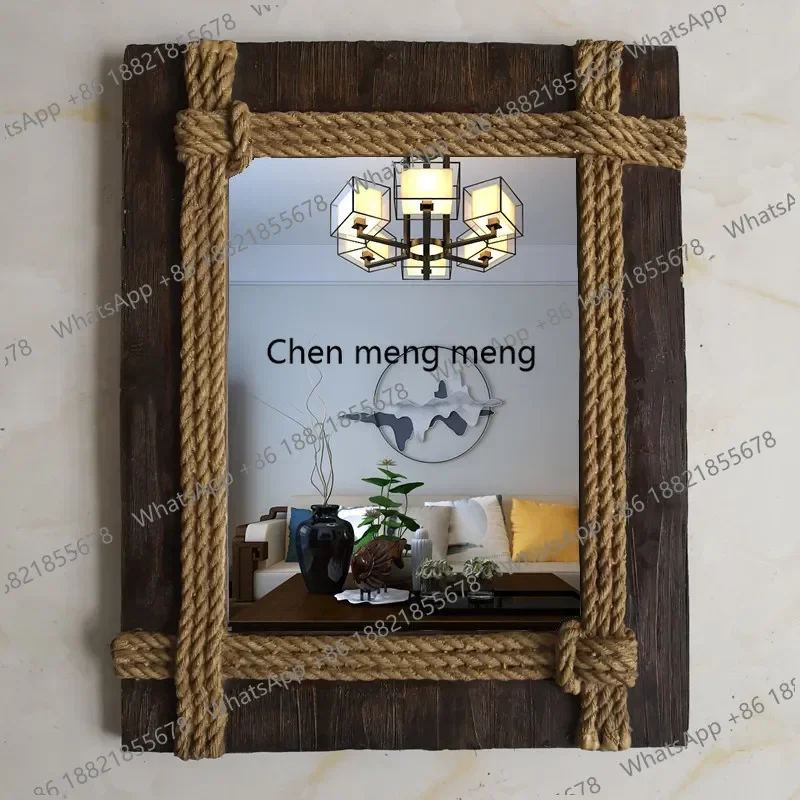 N138  European bathroom mirror American, retro imitation wood shape wall decoration washstand bathroom makeup mirror