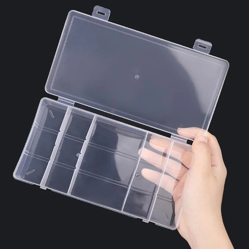 Eyelash Extension Storage Box Com Tampa, Transparente, Retângulo, Vertical, 5 Grid, Suporte De Pinça De Cola, Organizador De Maquiagem