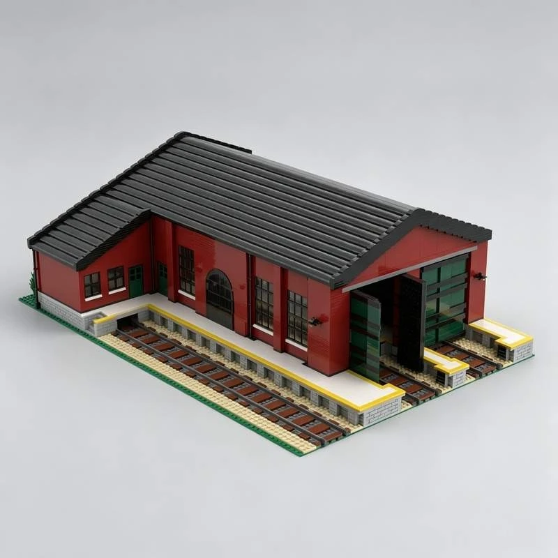 NEW 10271PCS Railway Engine House MOC Model Custom Puzzle Architecture DIY Assembly Educational Toy Display Gift Blocks Trains