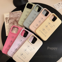Korean Cute Cartoon Line Dachshund Dog Pattern Phone Case For iPhone 15 16 14 13 12 Pro Max 11 Shockproof Protective Soft Cover