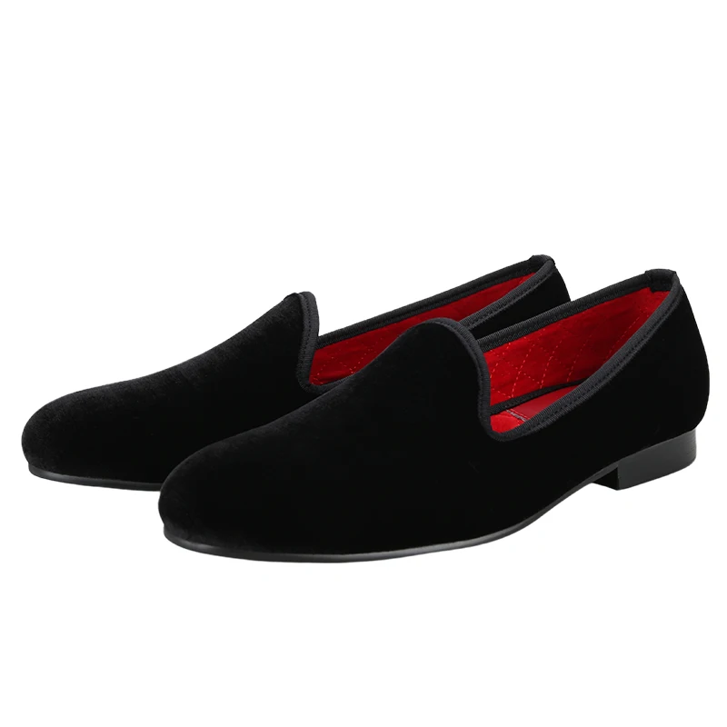 

Piergitar High Grade Black Velvet Men's Loafers British Style Classic Plain Style Slip-On Shoes For Party And Wedding Plus Size