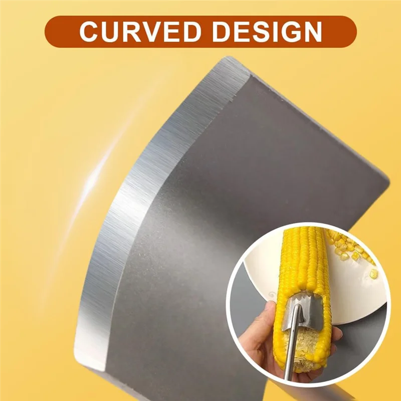 

ABVA-Corn Cob Peeler, Stainless Steel Long Handle Corn On The Cob Remover, Quick Corn Peeling Tool For Kitchen And BBQ