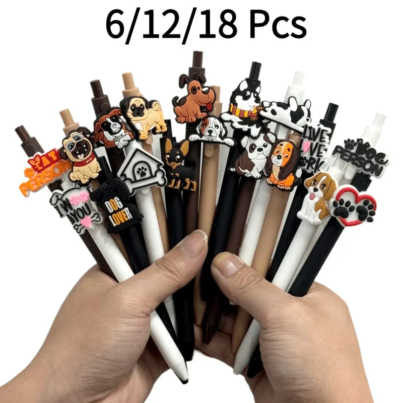 

6/12/18Набор выдвижных гелевых ручек с милым рисунком собаки, черные чернила, подходит для любителей собак, ветеринарных техник, студентов и