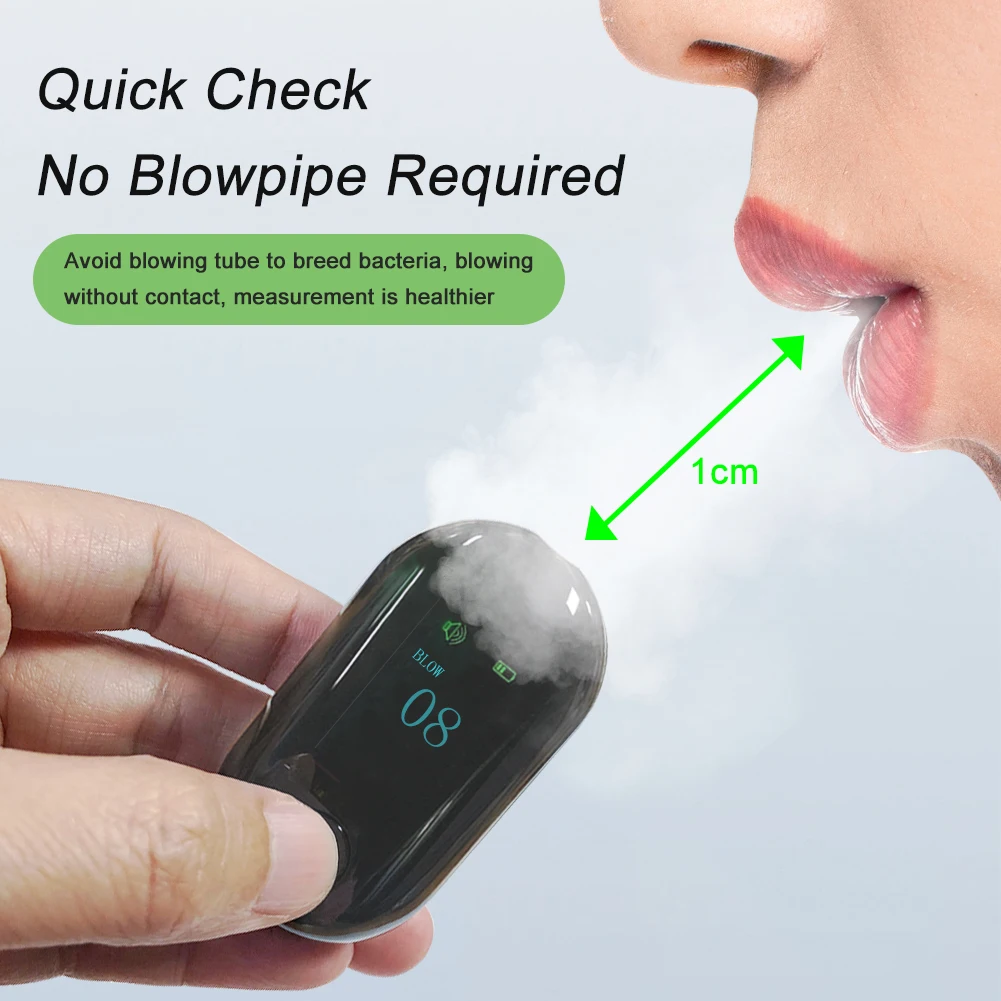 Non-contact Alcohol Tester USB Charging and Blowing Breath Alcohol Detector High-precision Drunk Driving Detector