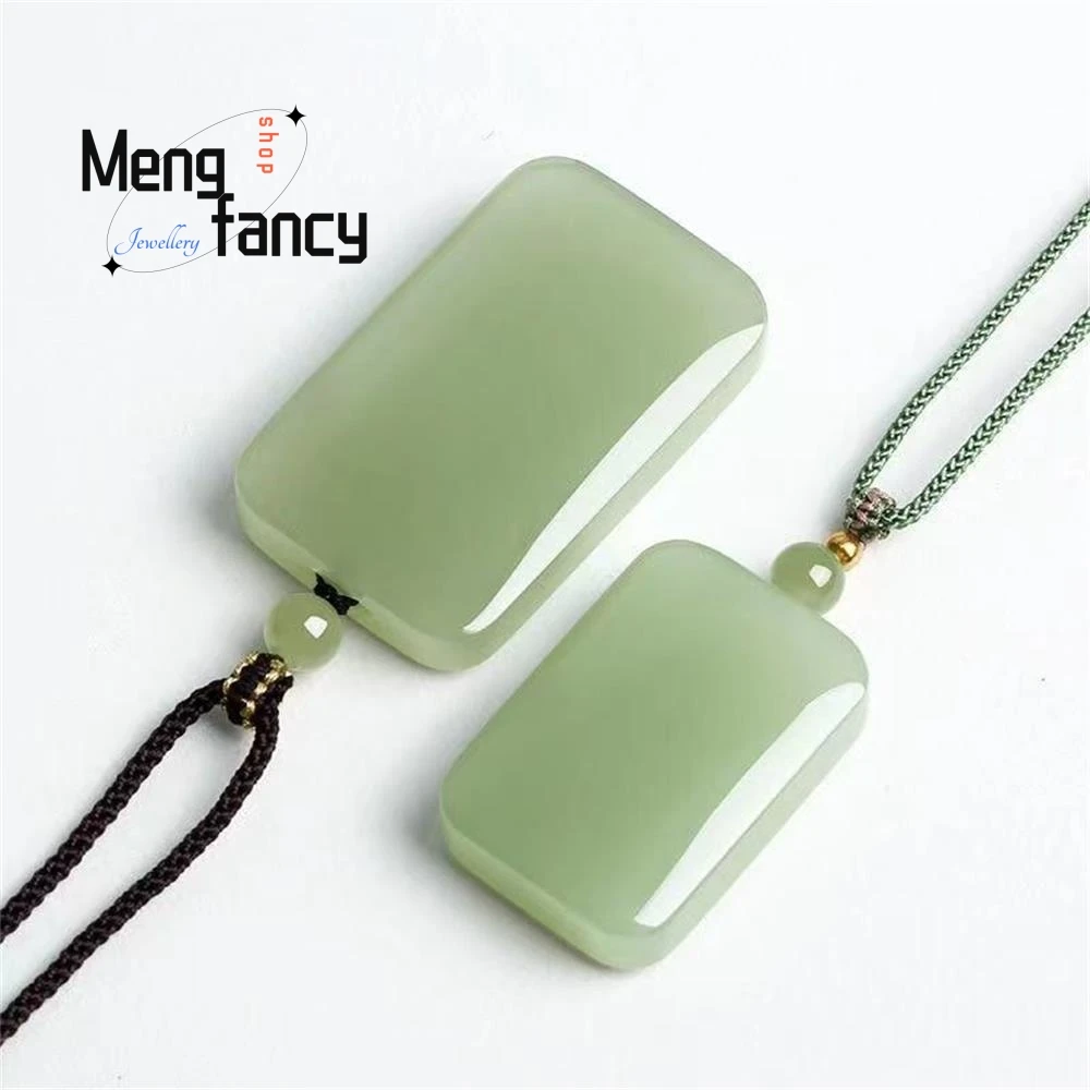 

Natural Hetian Green Jade Safe and Sound Plaque Pendant Exquisite Elegant Simple High-grade Luxury Quality Jewelry Holiday Gifts