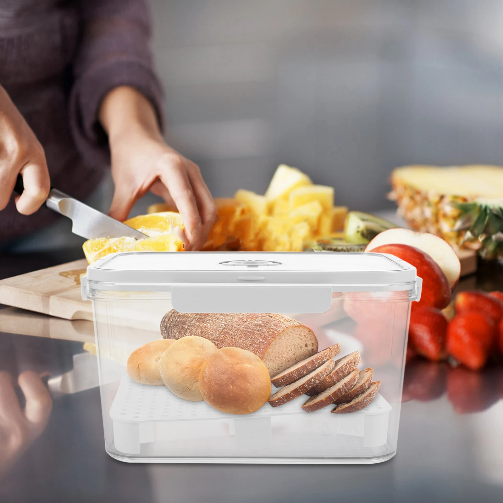 

Bread Box Handle Time Record Storage Container Kitchen Countertop Homemade Bread Organizer Loaf Keeper Airtight Fresh
