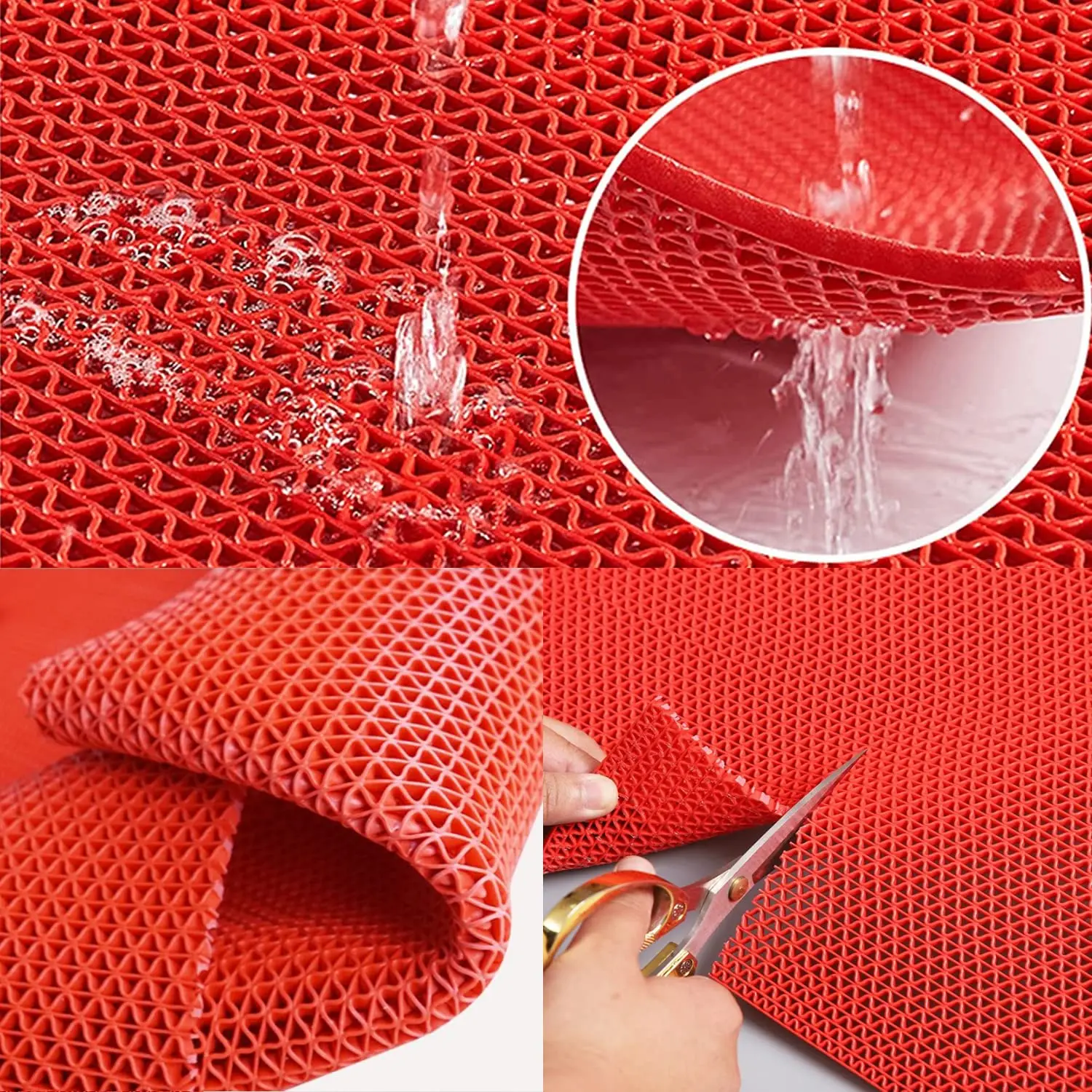 Plastic mats for bathrooms and kitchens, large roll anti slip mats, hollow mesh mats, bathroom floor mats