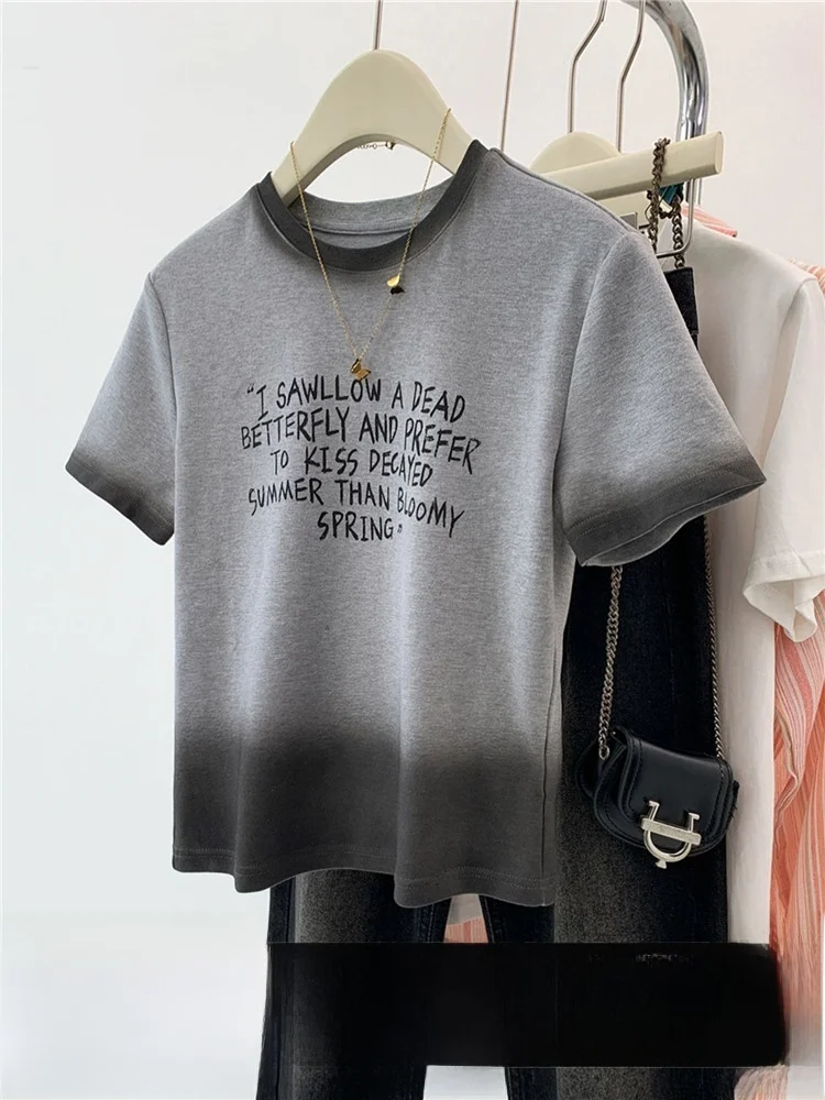 gray-gradient-shoulder-short-sleeve-women's-t-shirt-summer-high-end-unique-small-size-half-sleeve-top-moxi-korean-style
