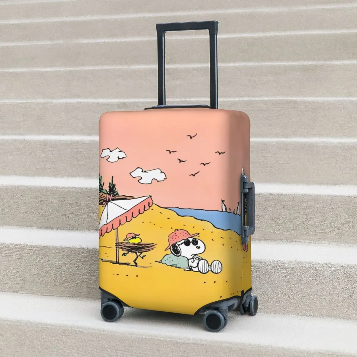 MINISO SNOOPY Cartoon Anime Suitcase Cover Holiday Travel Elastic Luggage Supplies Protection